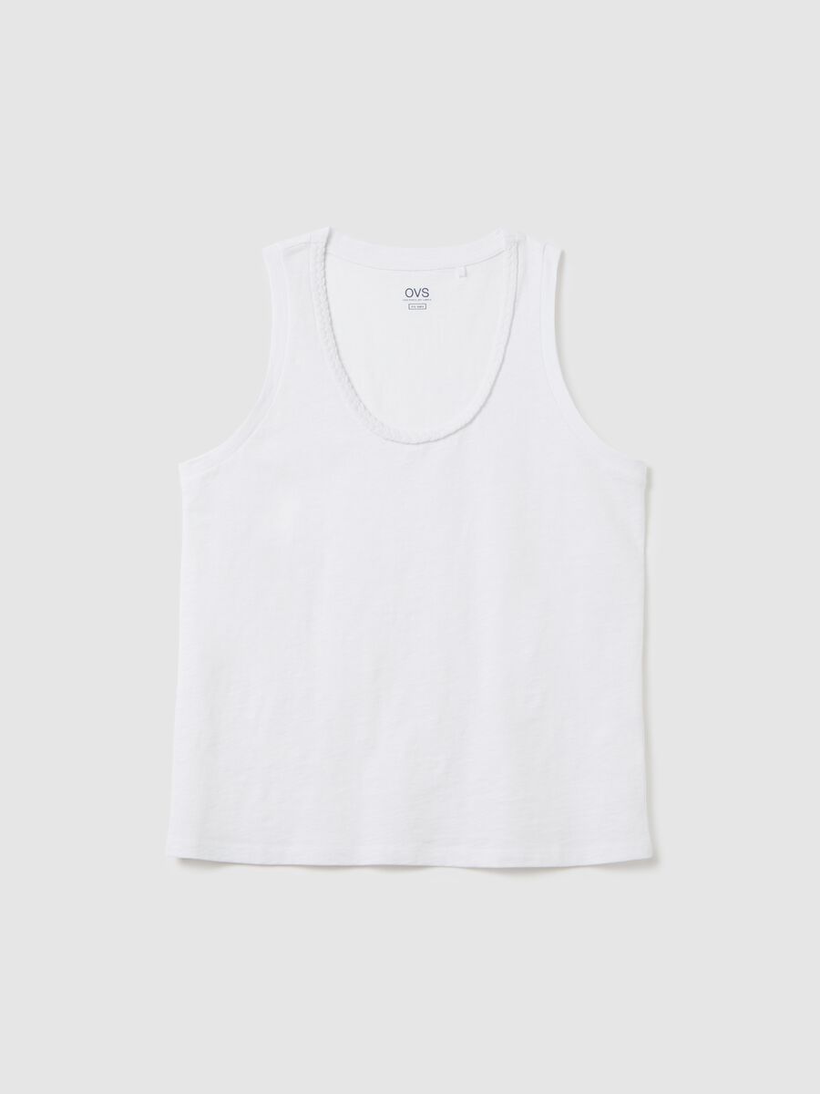 Women's white pure cotton tank top regular fit_4