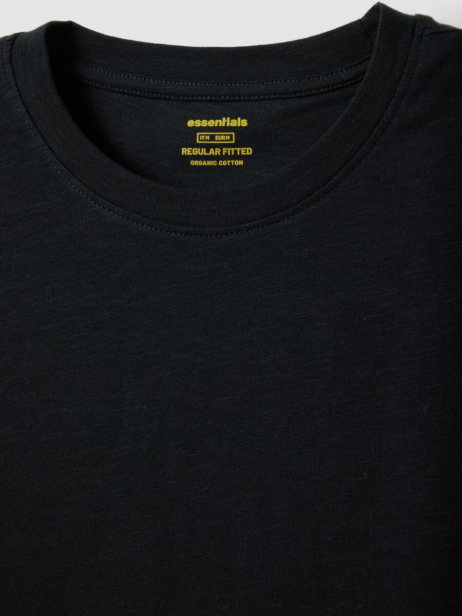Black pure cotton short sleeve T-shirt regular fit_5