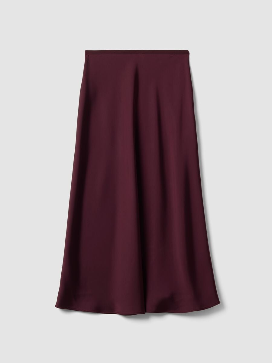 Red satin maxi skirt with elasticated waist_5