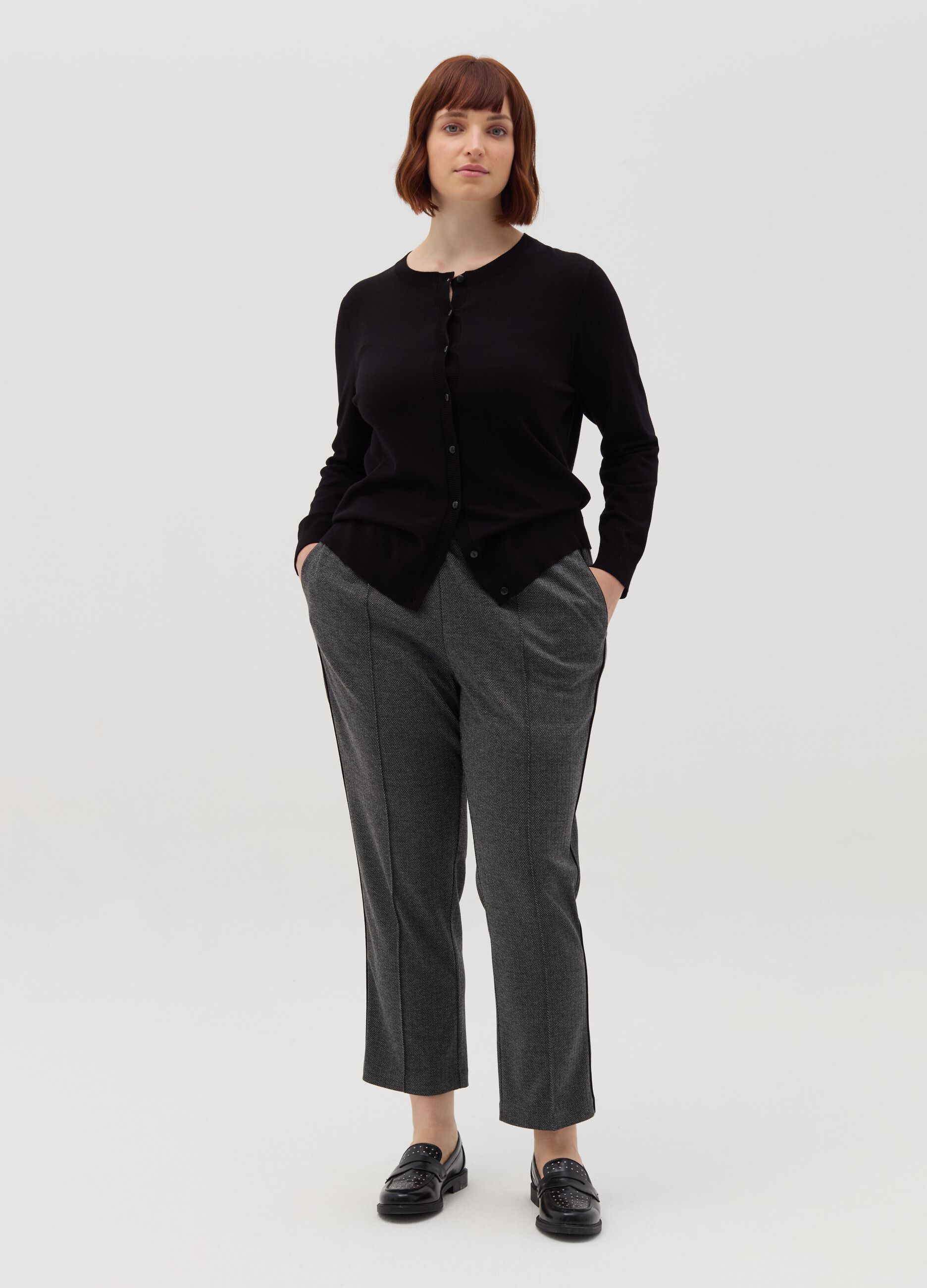 Curvy herringbone joggers with drawstring