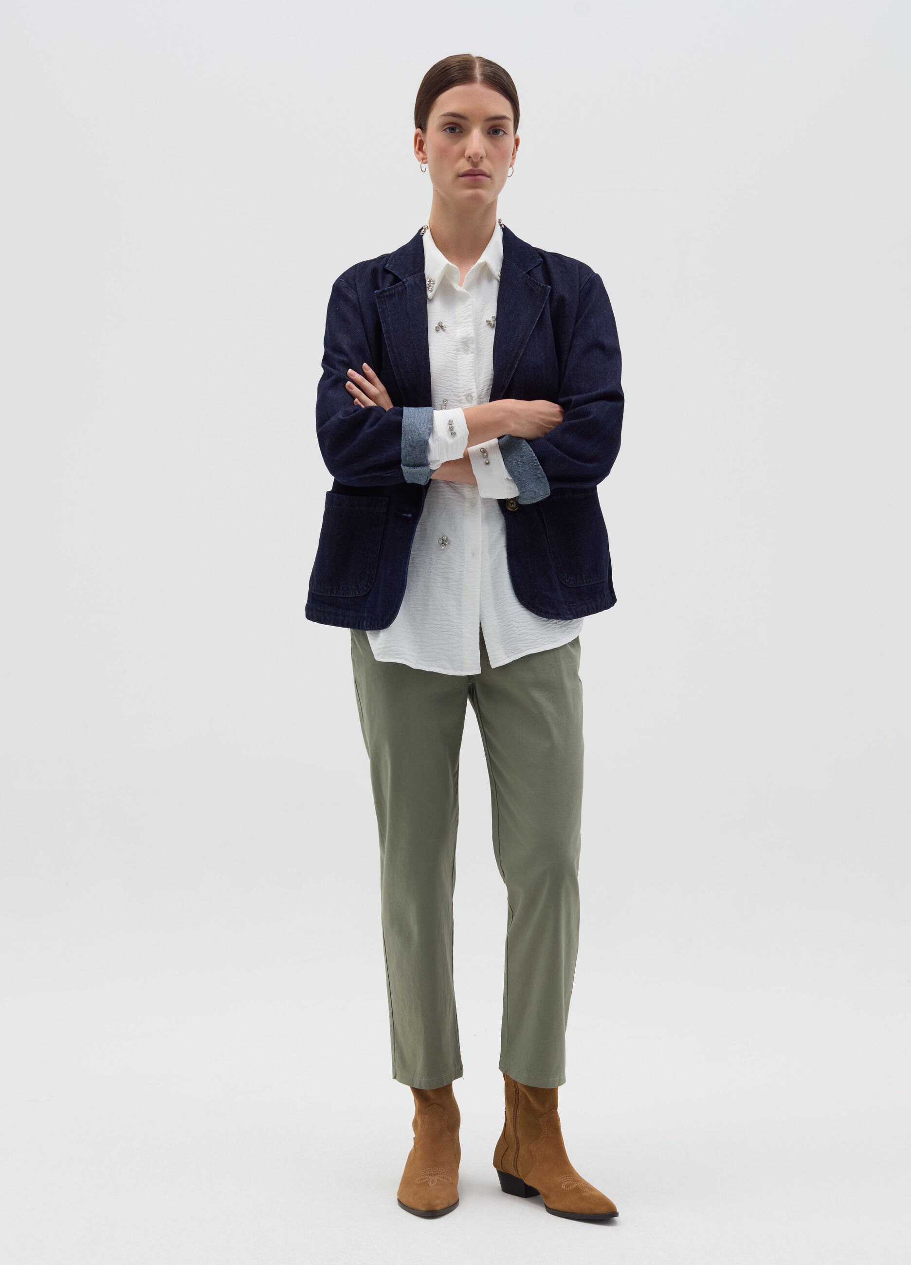 Single-breasted blazer in denim