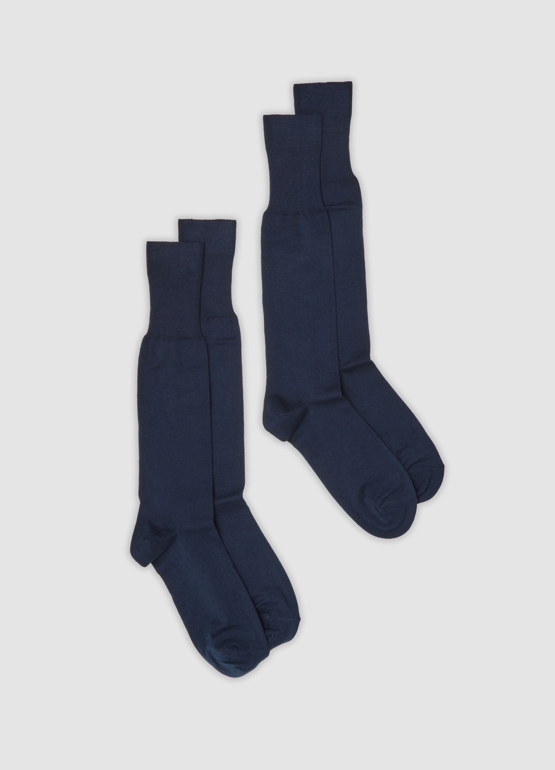 2-pack of long blue cotton and cashmere-blend socks
