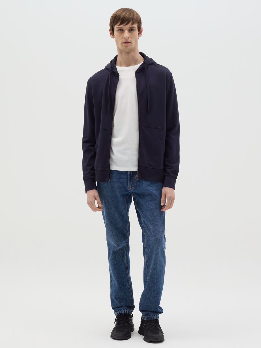 Full-zip sweatshirt in cotton with hood_1