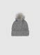 Grey hat with pompom in jersey knit_0