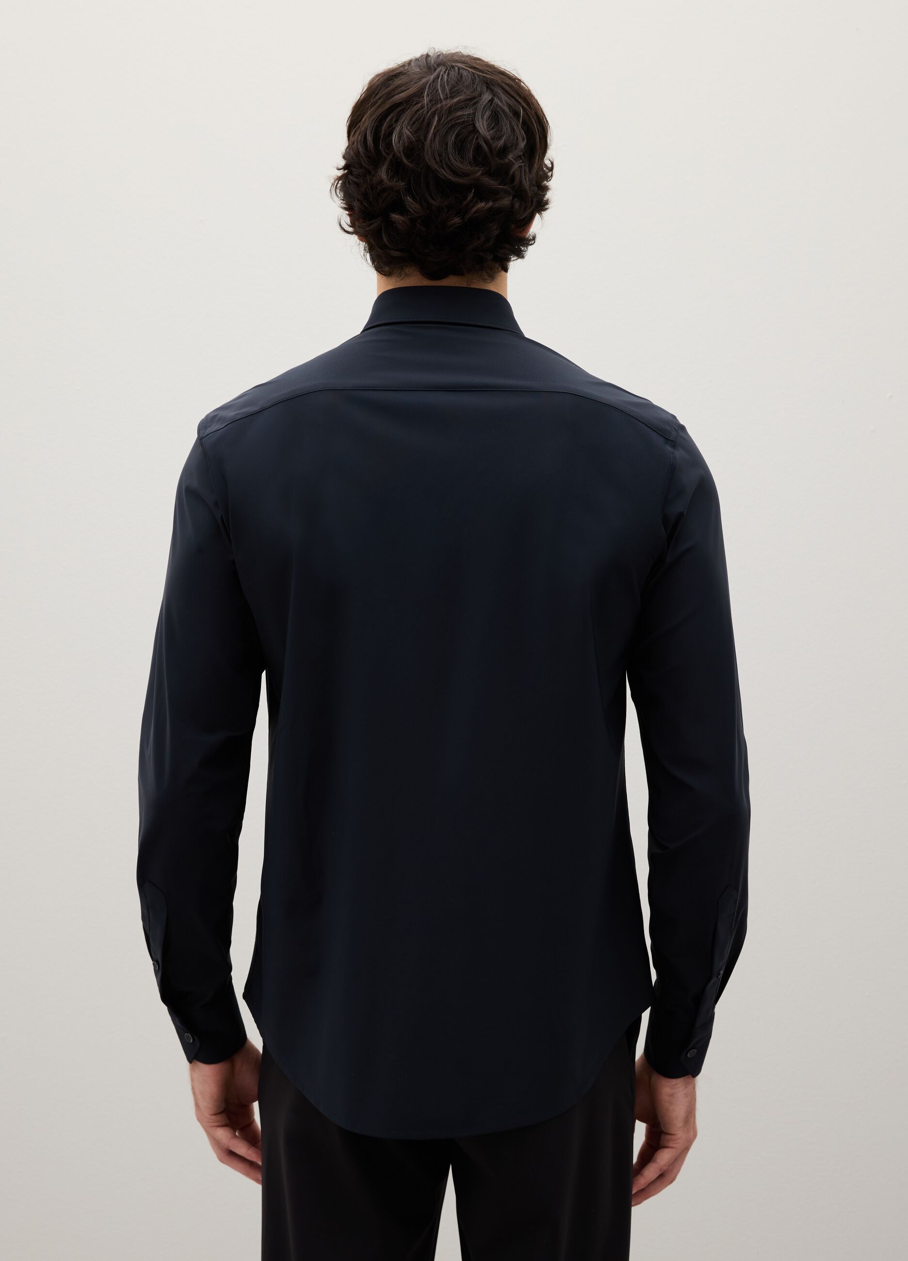 Camicia in tessuto elasticizzato nero slim fit