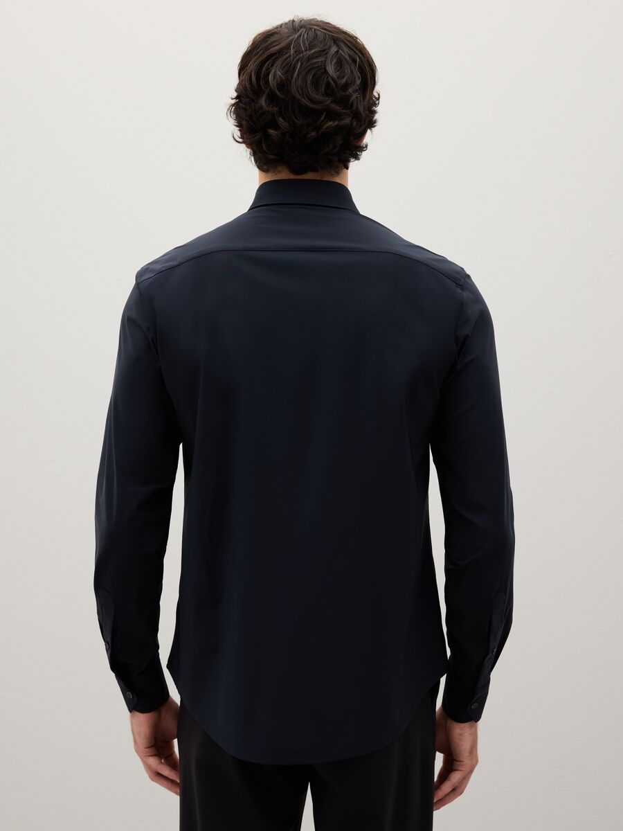 Camicia in tessuto elasticizzato nero slim fit_3
