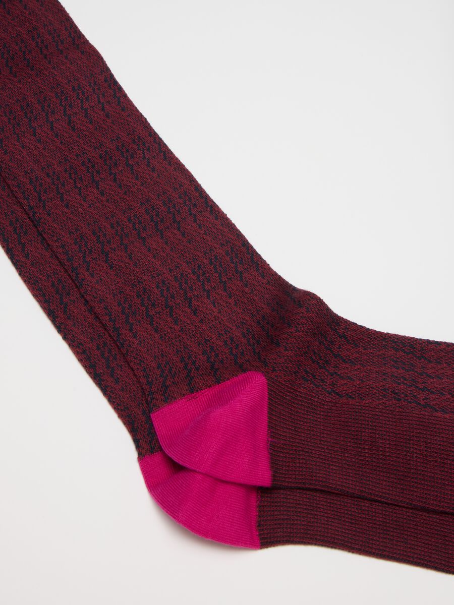 Twin pack of long burgundy cotton stretch socks_1