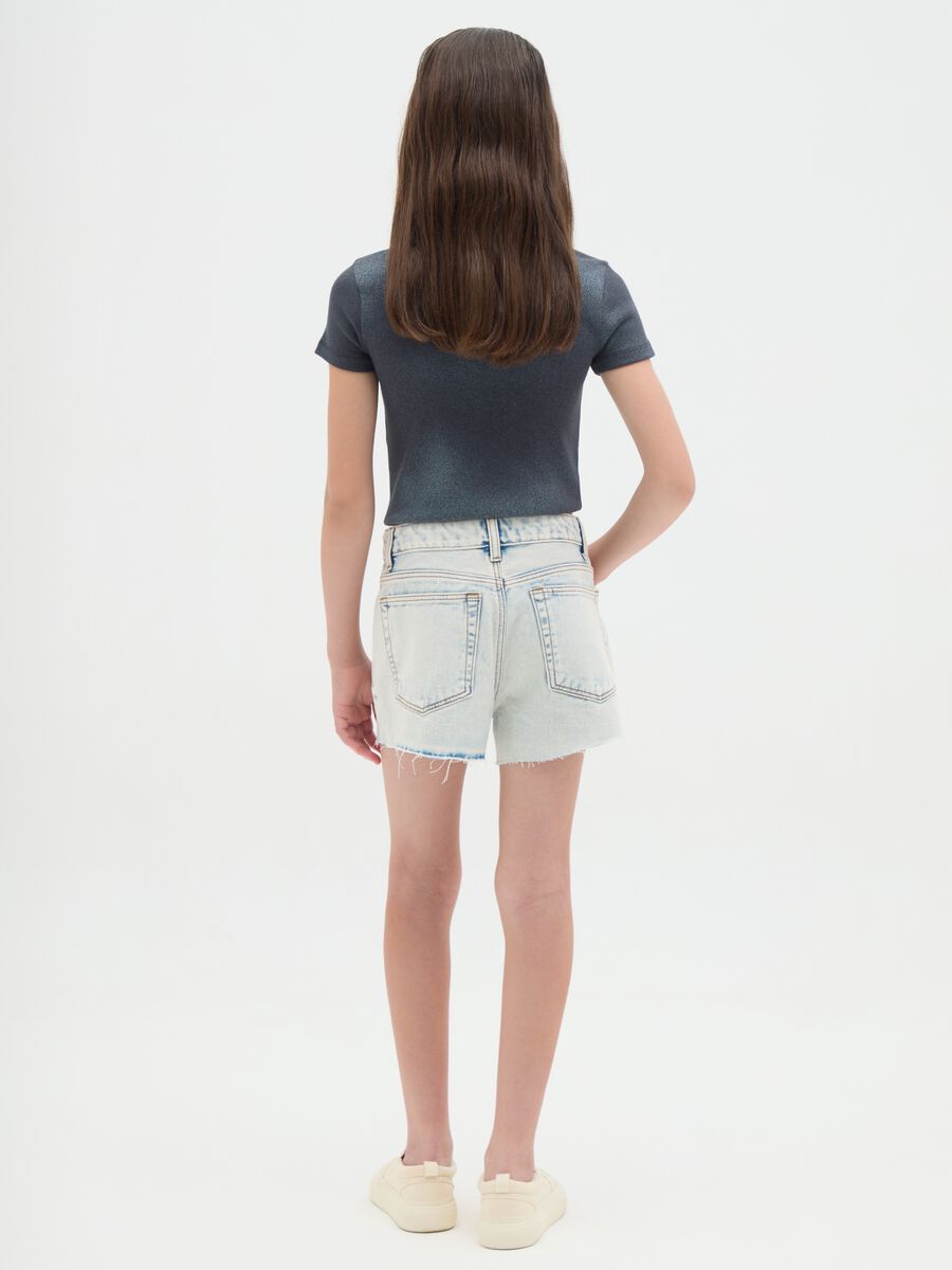 Girls' pure cotton light blue regular fit shorts_3