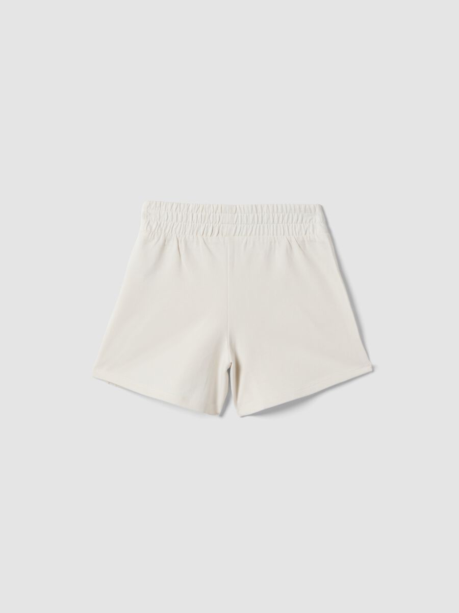 Girls&rsquo; white pure cotton shorts with elasticated waist_1