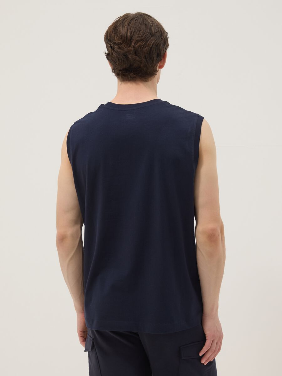 Canotta girocollo blu in puro cotone relaxed fit_3