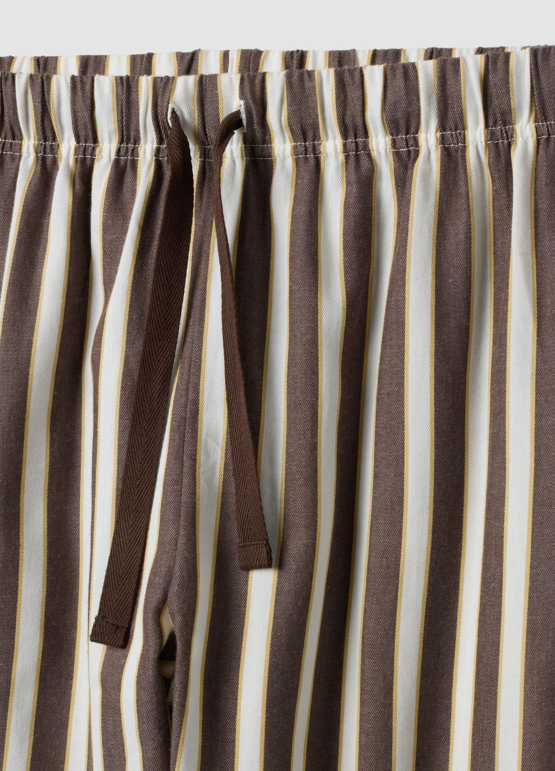 Brown pure organic cotton striped pyjamas, regular fit