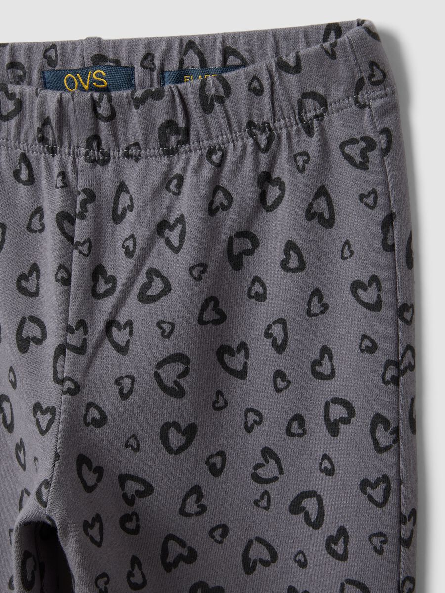 Girls&rsquo; grey skinny organic cotton leggings with heart print_2