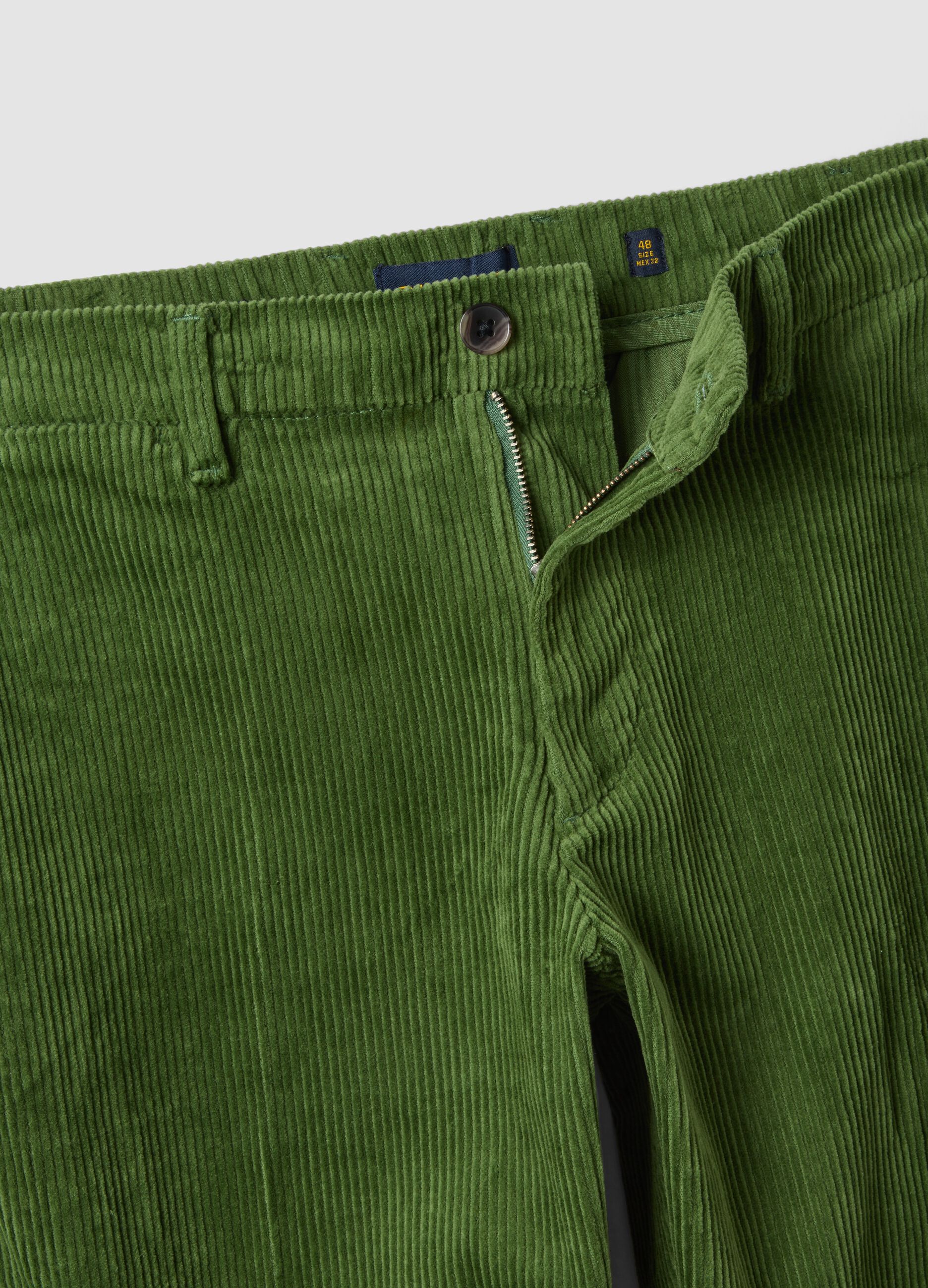 Green stretch-cotton chino trousers