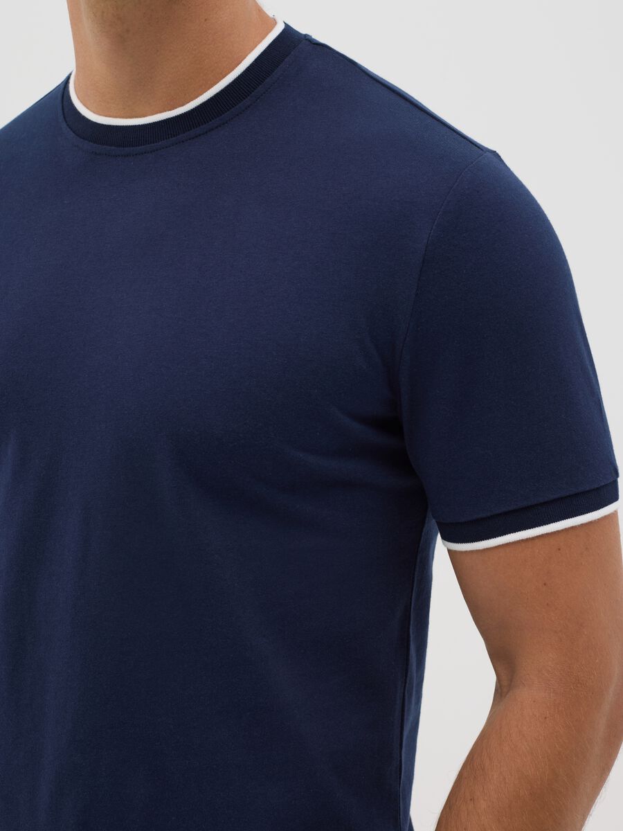 Blue fitted T-shirt in cotton_3