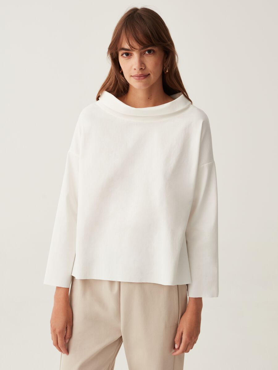 Blusa in cotone con collo risvoltato_1