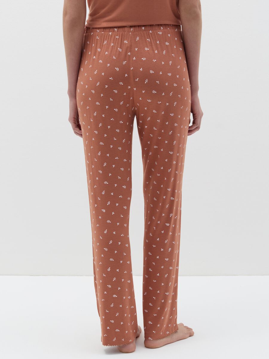 Pyjama trousers with small leaves print_3