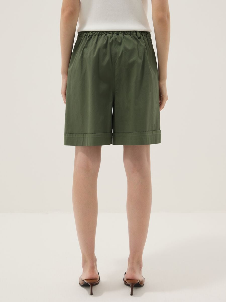 Green stretch cotton shorts_2