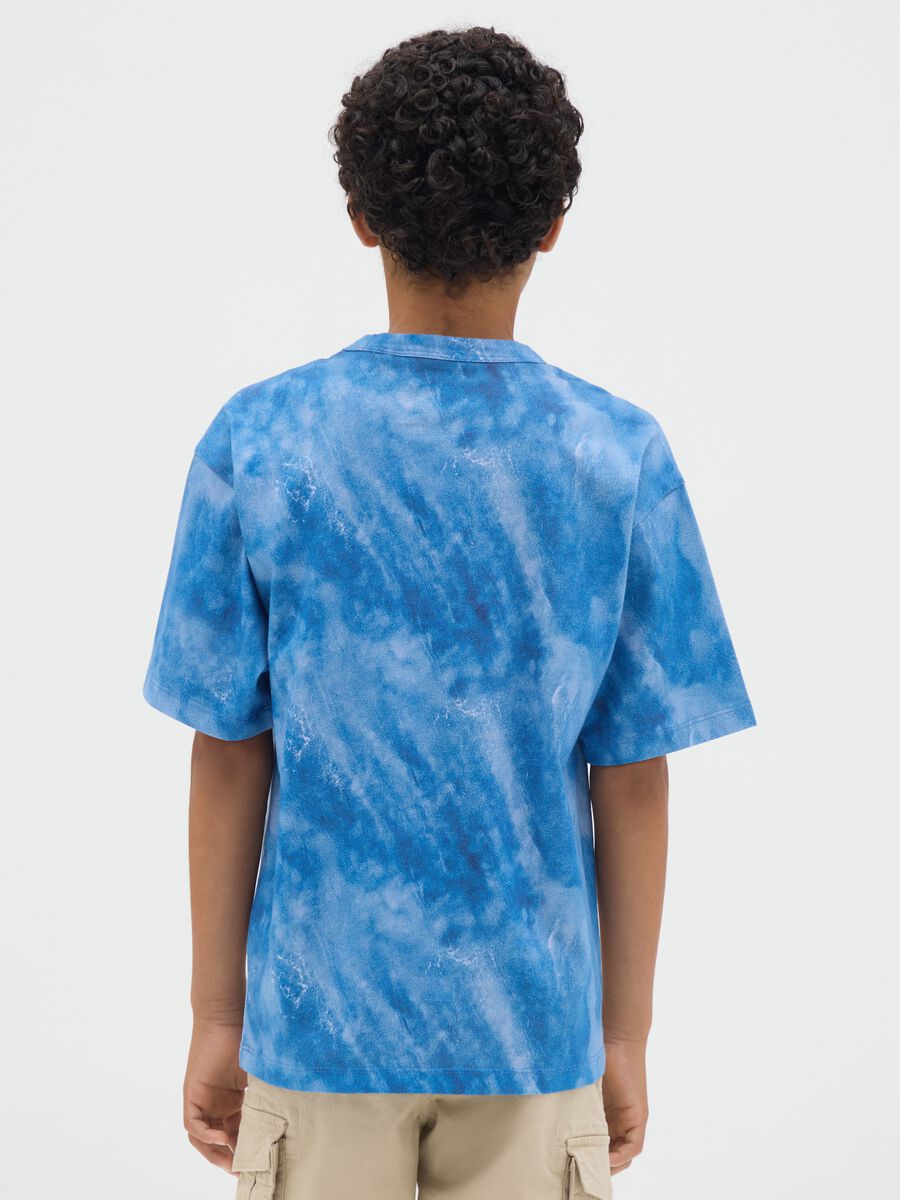 Regular fit boys' blue pure cotton T-shirt with skeleton print_2