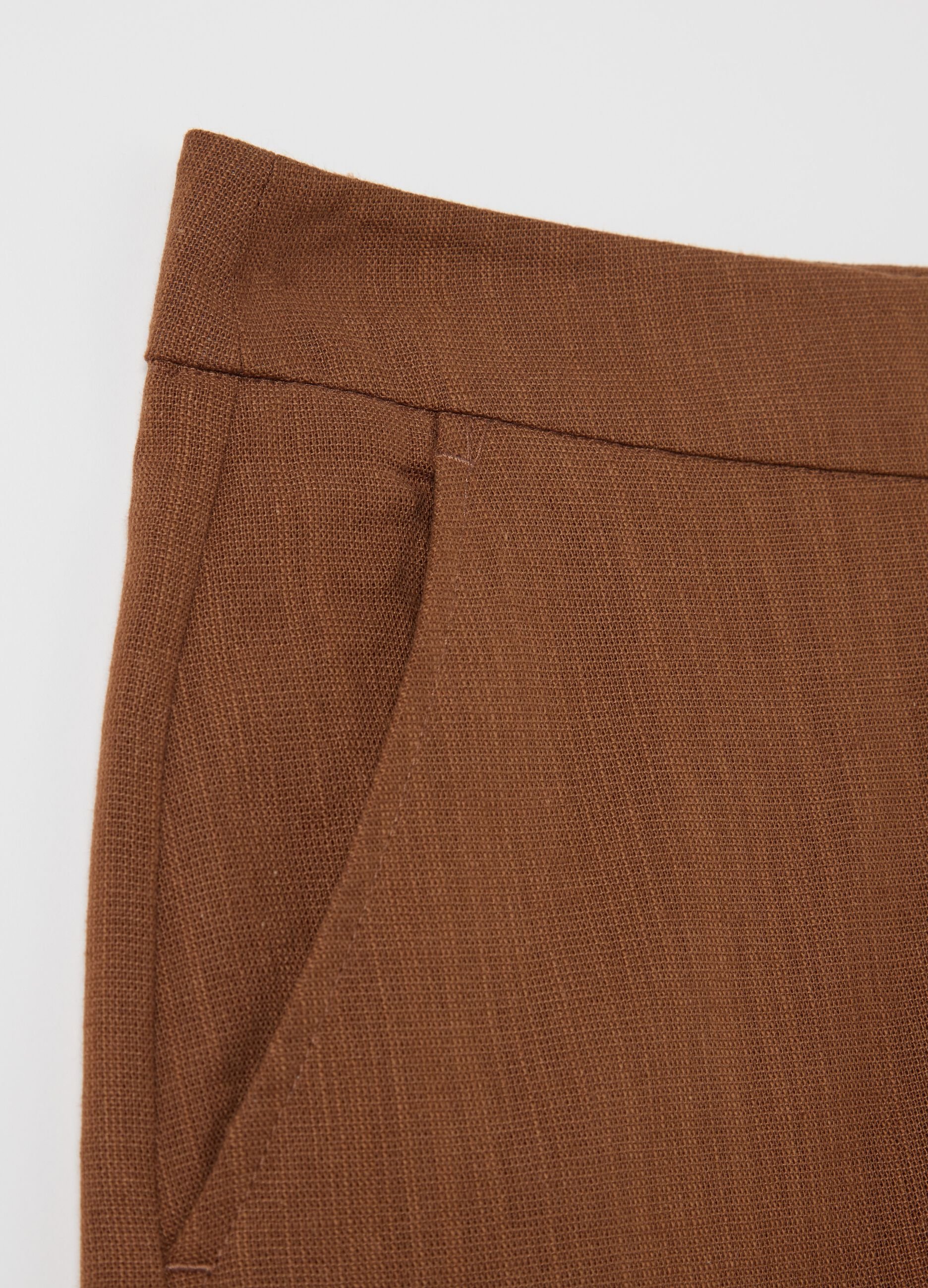 Pantaloni palazzo in cotone e viscosa marrone