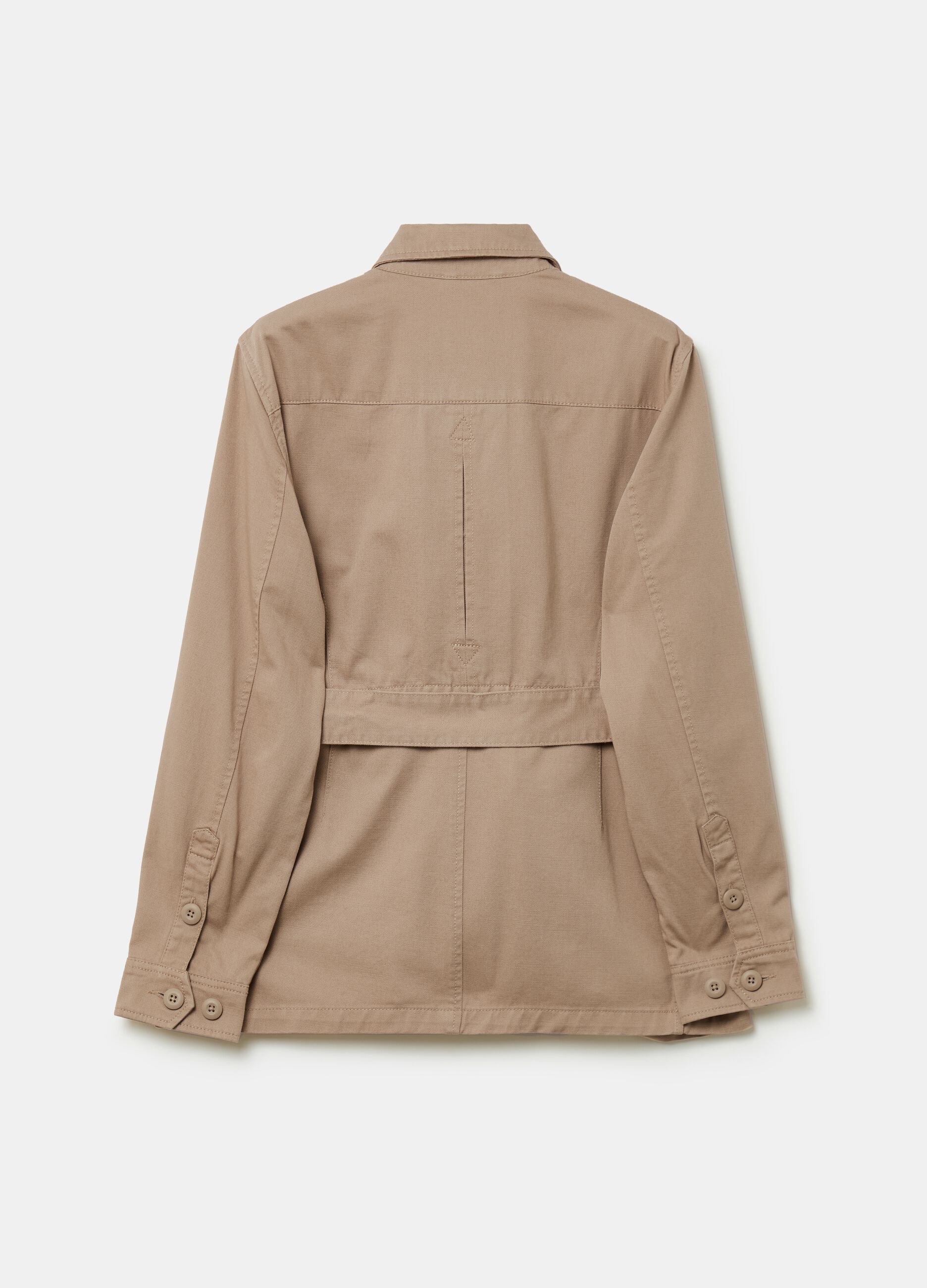 Safari jacket with buttons and belt