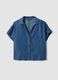 Blue pure lyocell short-sleeved shirt_4