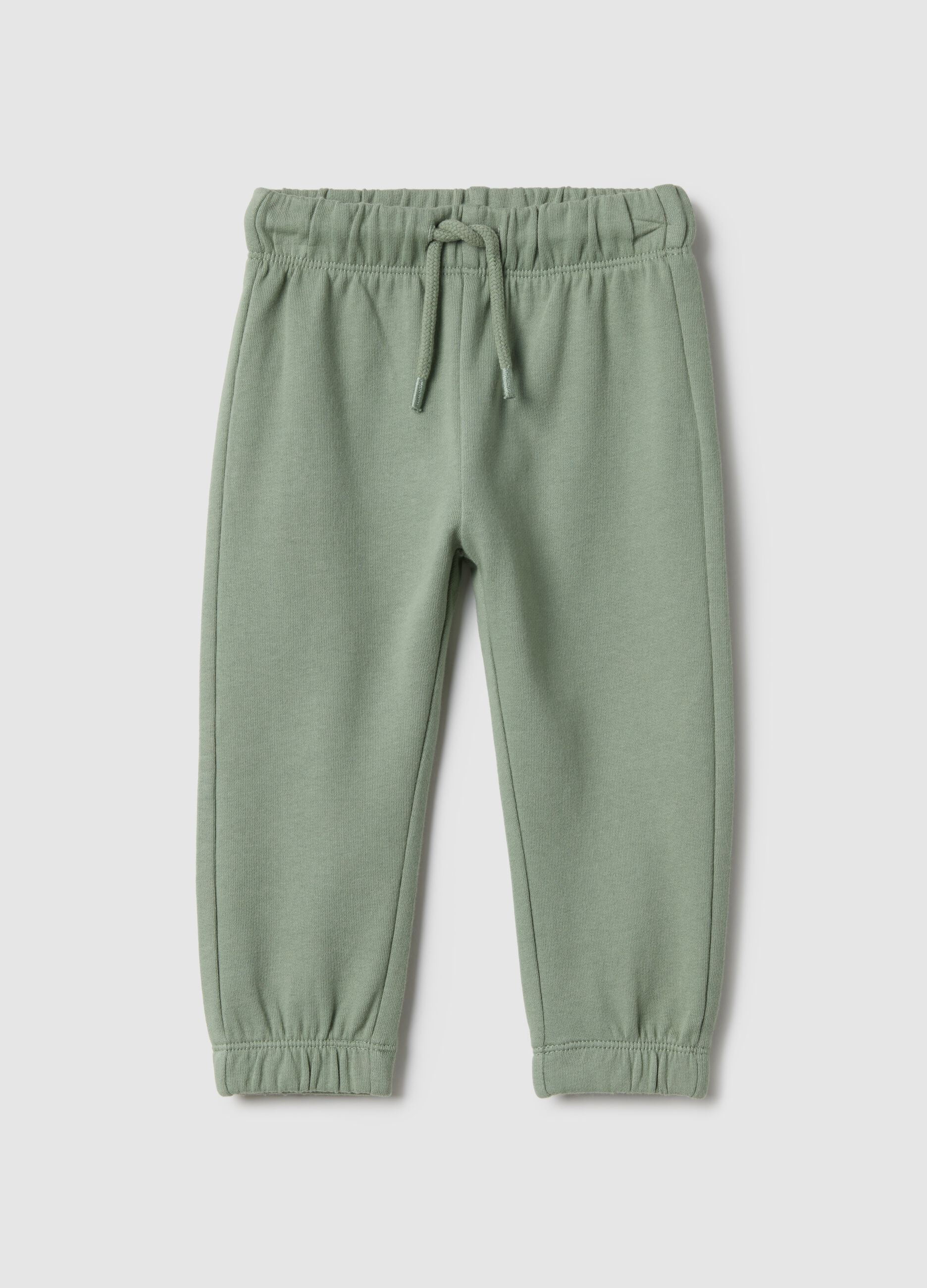 Kids' regular fit green jogger trousers in pure cotton