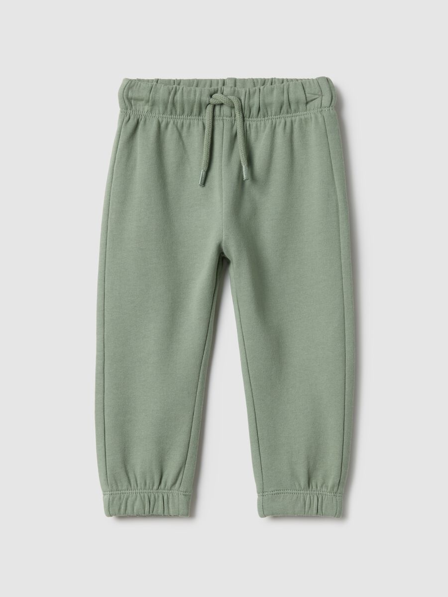 Kids' regular fit green jogger trousers in pure cotton_0