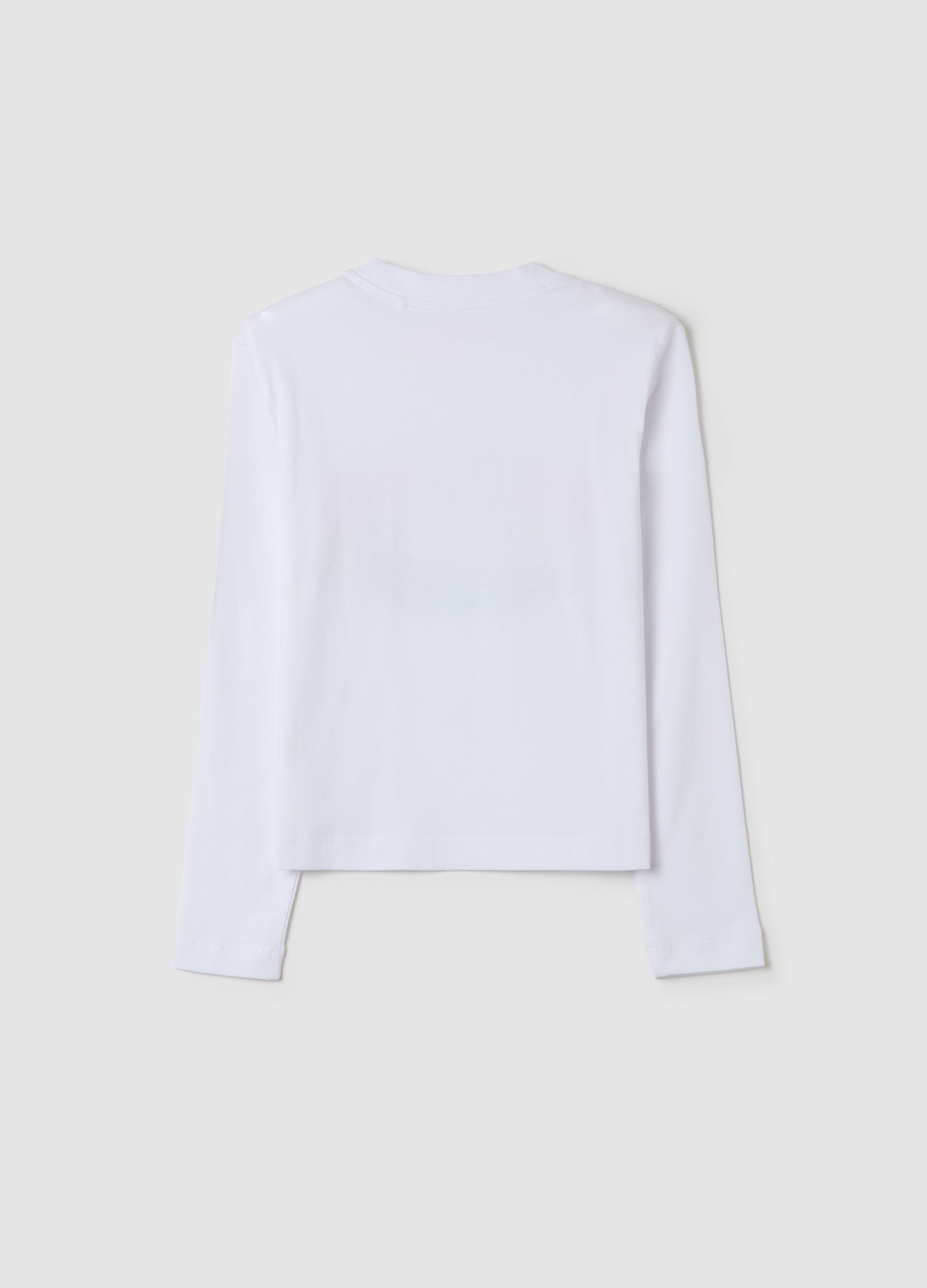 Cotton T-shirt with print and long sleeves