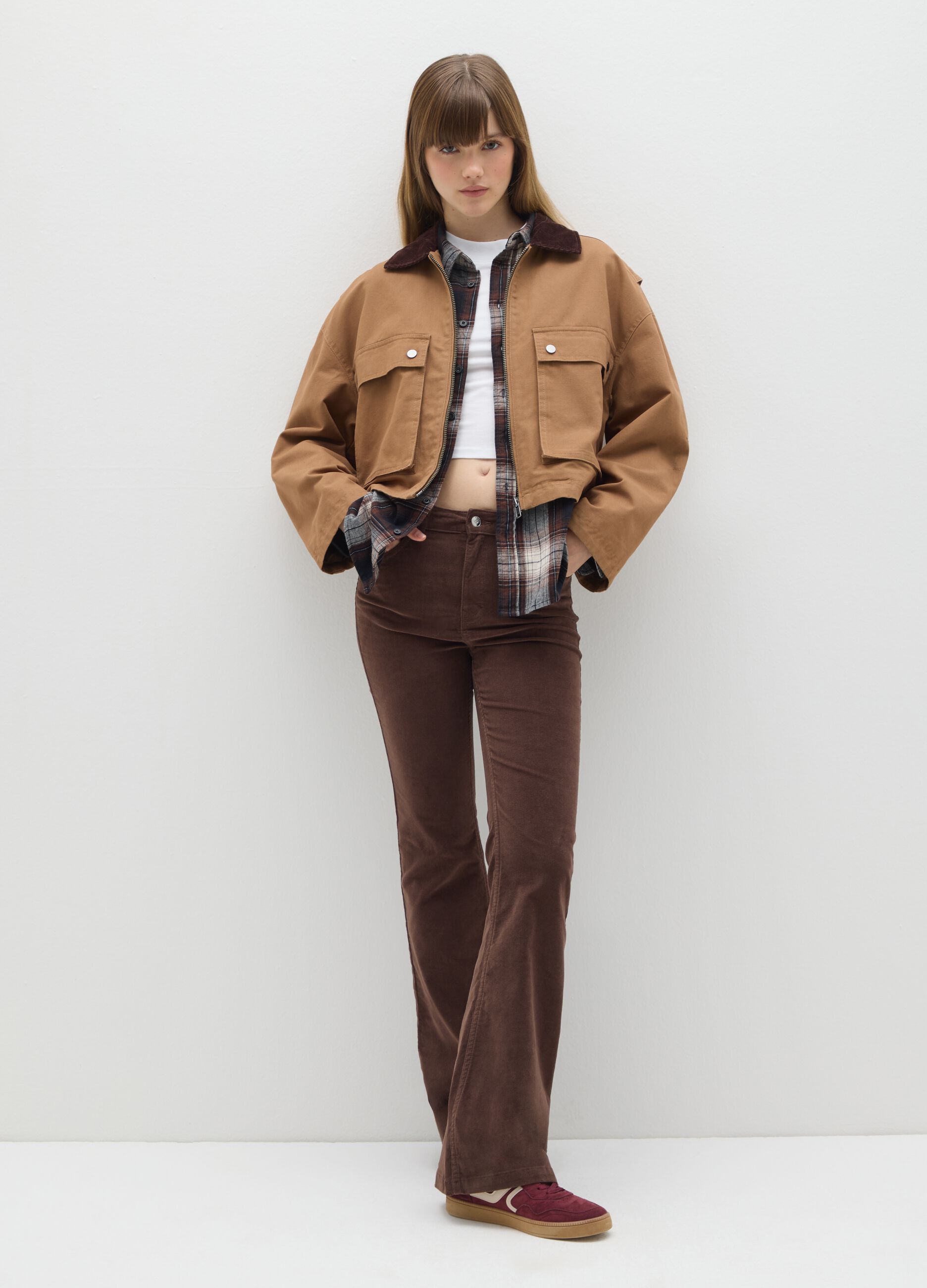 Brown pure cotton regular fit jacket