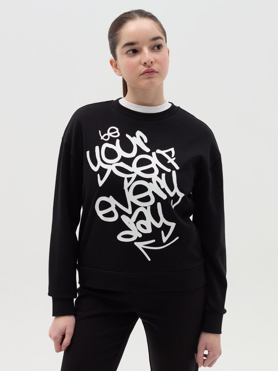 French terry sweatshirt with print_0