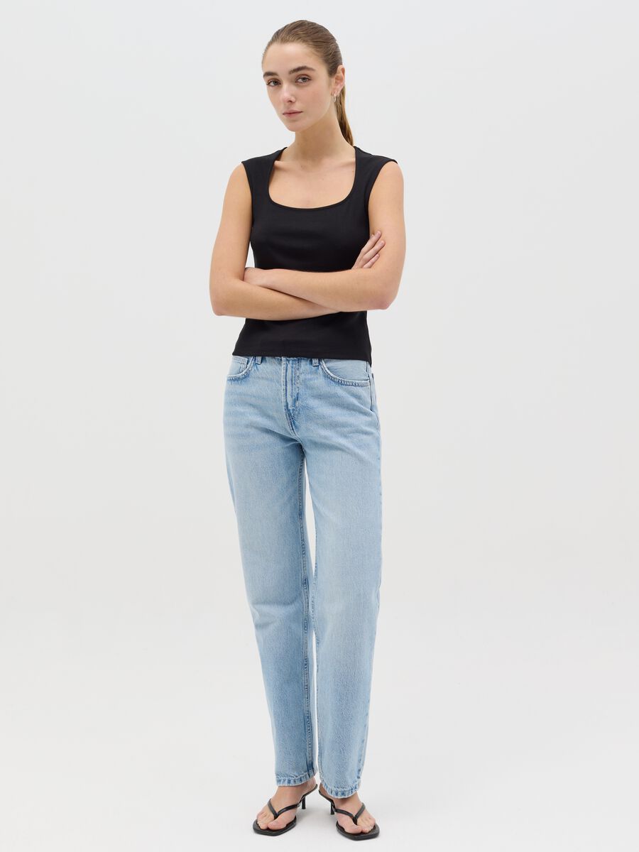 Black tank top with square neckline_1