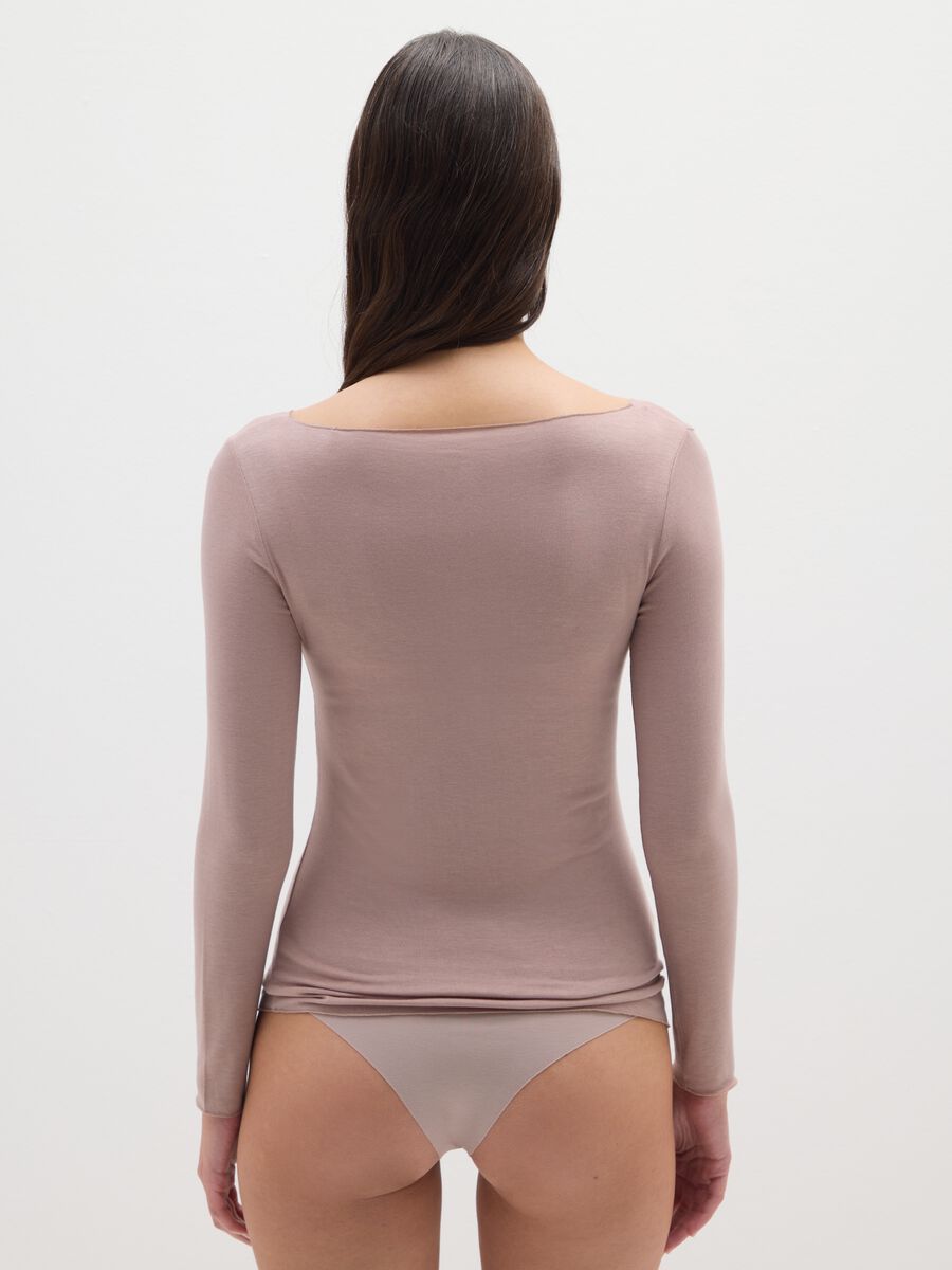 Maglietta rosa in misto modal elasticizzato_3