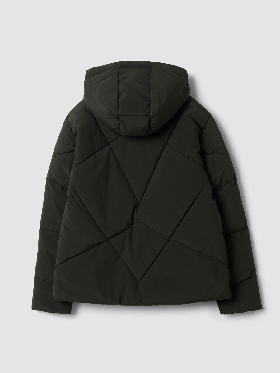 Giacca verde imbottita con cappuccio regular fit_2