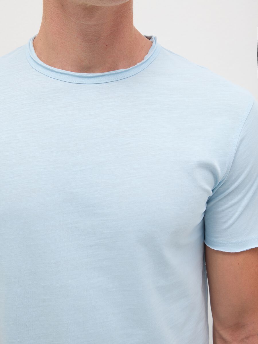 Men's pure cotton light blue regular fit T-shirt_2