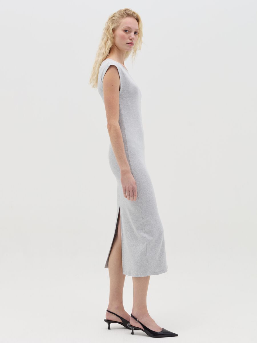 Essentials grey midi dress in stretch cotton_1