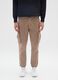 Beige slim fit stretch cotton blend cargo trousers_1