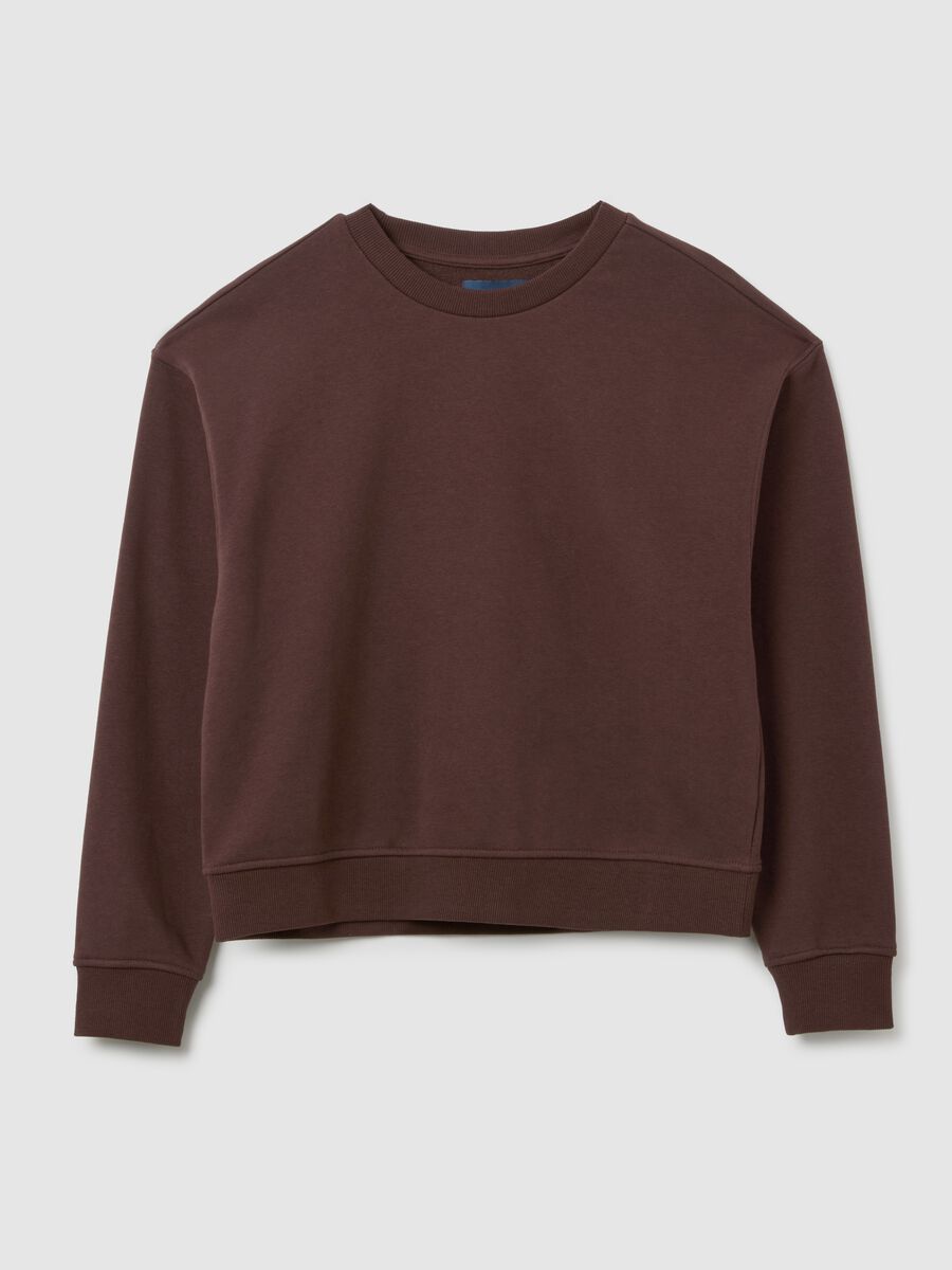 Brown crew neck cotton blend sweatshirt_4