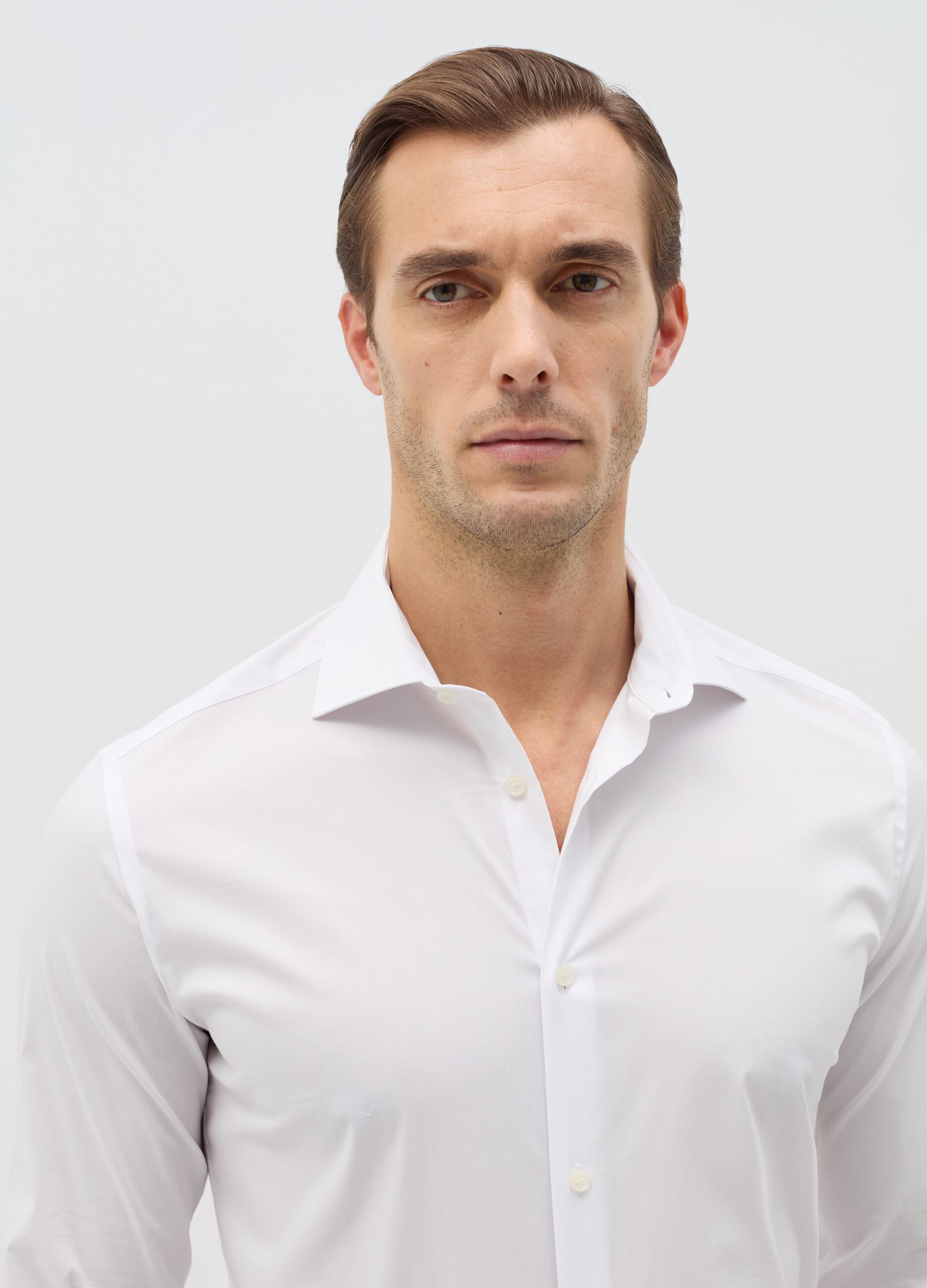 Camicia slim fit stretch tinta unita
