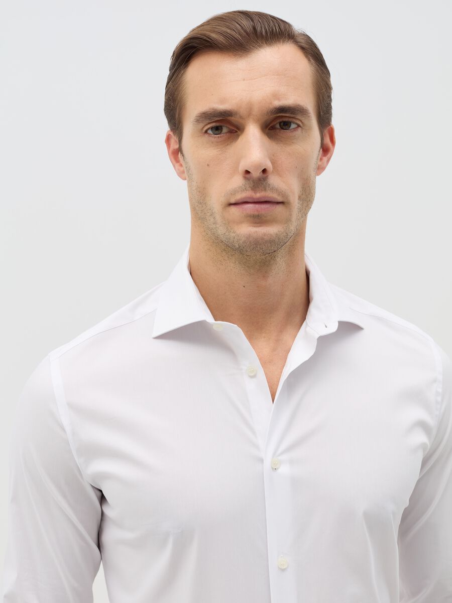 Solid colour stretch slim-fit shirt_1