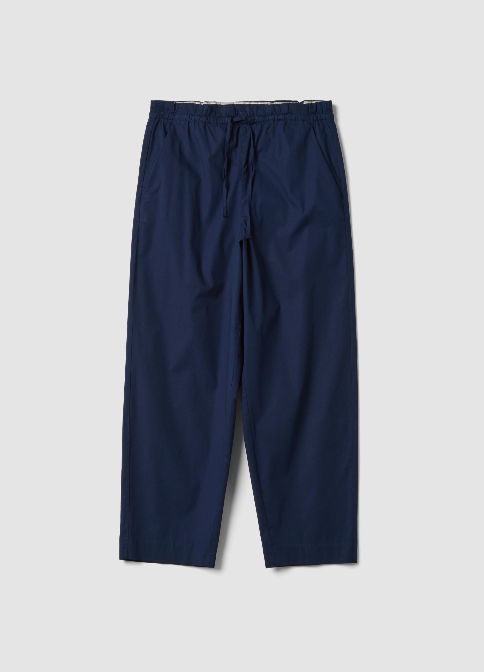 Blue stretch-cotton trousers with elasticated waist