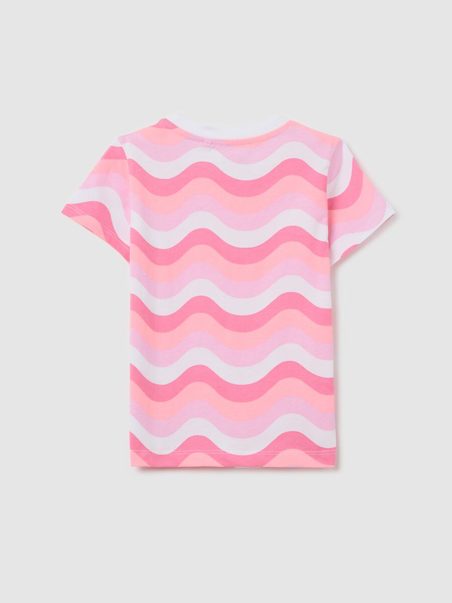 Pink and white T-shirt in cotton with print_1
