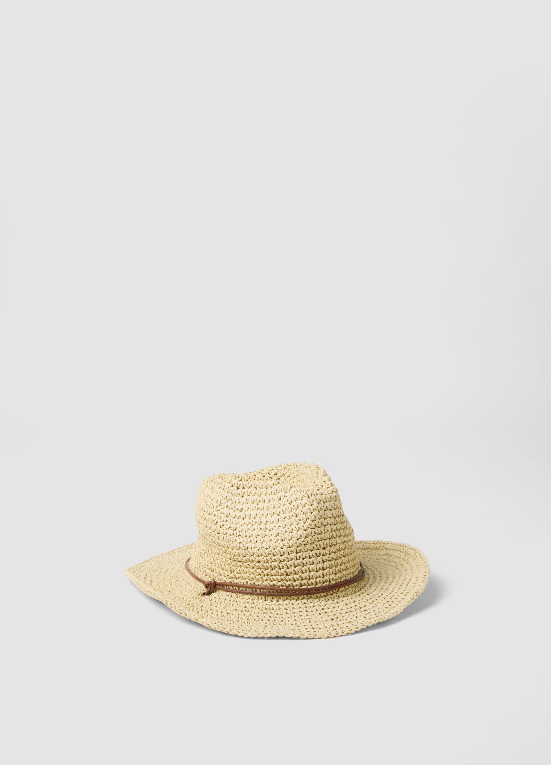 Beige fedora in pure paper fabric
