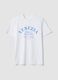 White pure cotton T-shirt with front print, regular fit_4
