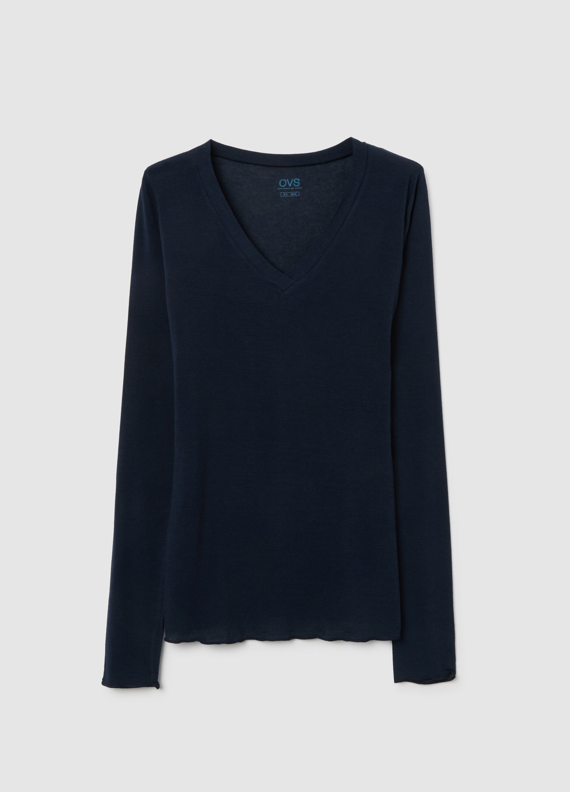 Blue regular fit V-neck jumper