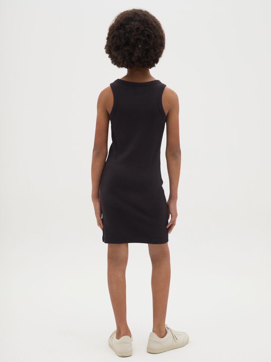 Girls' fitted black stretch cotton dress_3