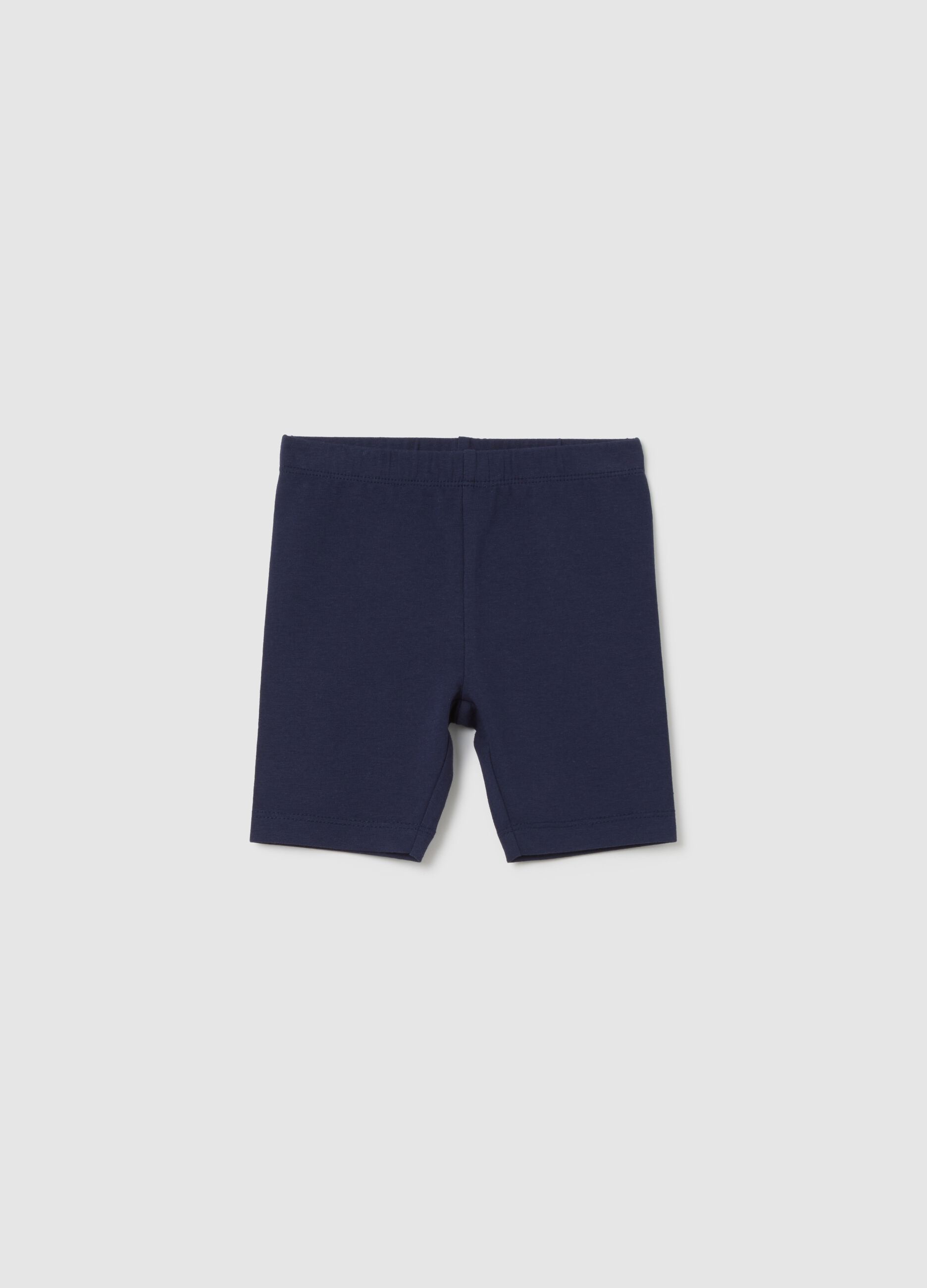 Baby girl blue cotton-blend skinny fit shorts