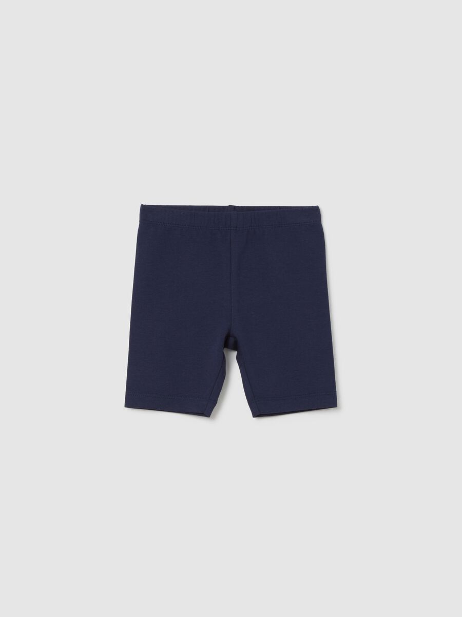 Baby girl blue cotton-blend skinny fit shorts_0
