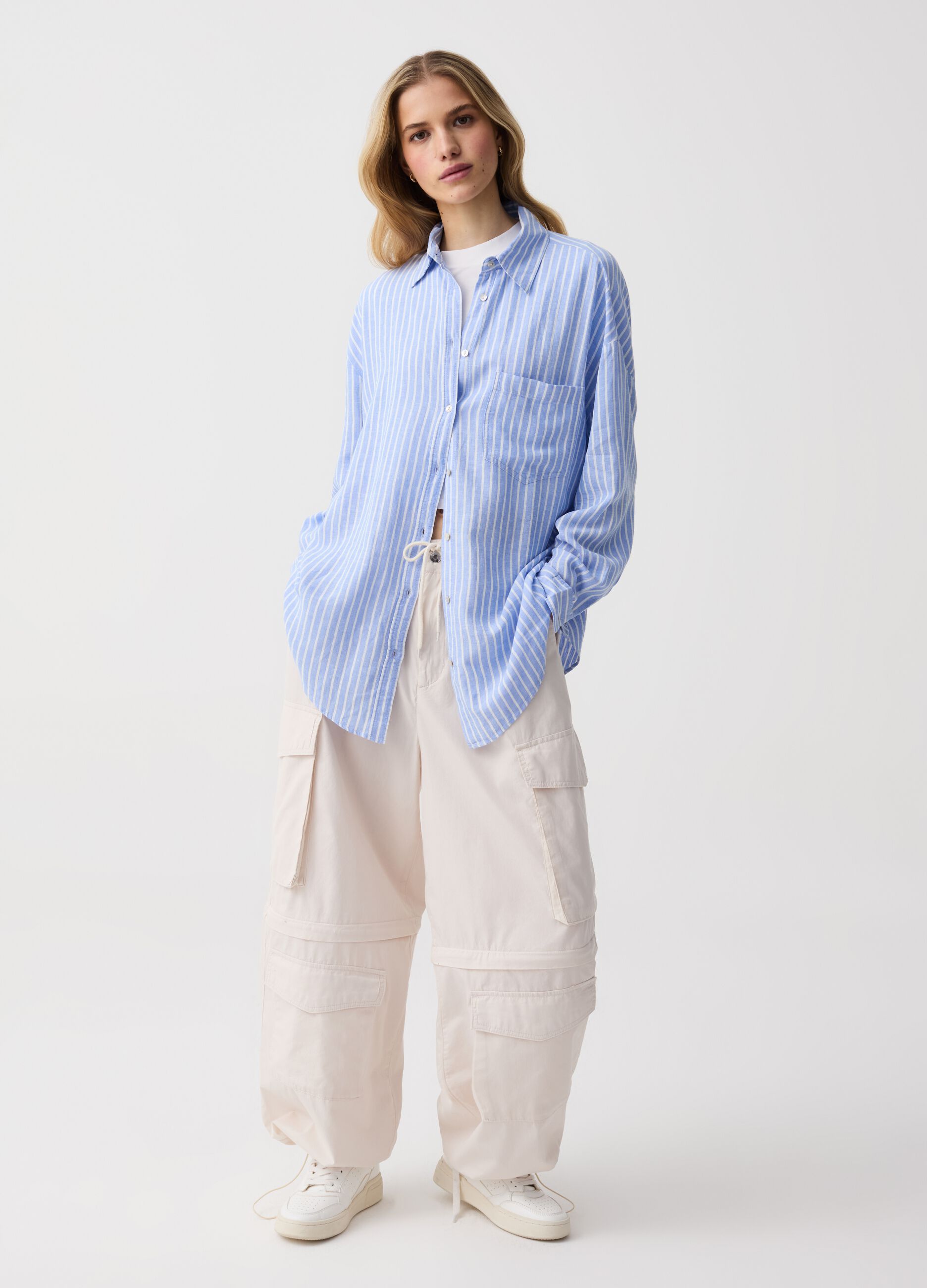 Ovs Pantaloni parachute cargo in popeline