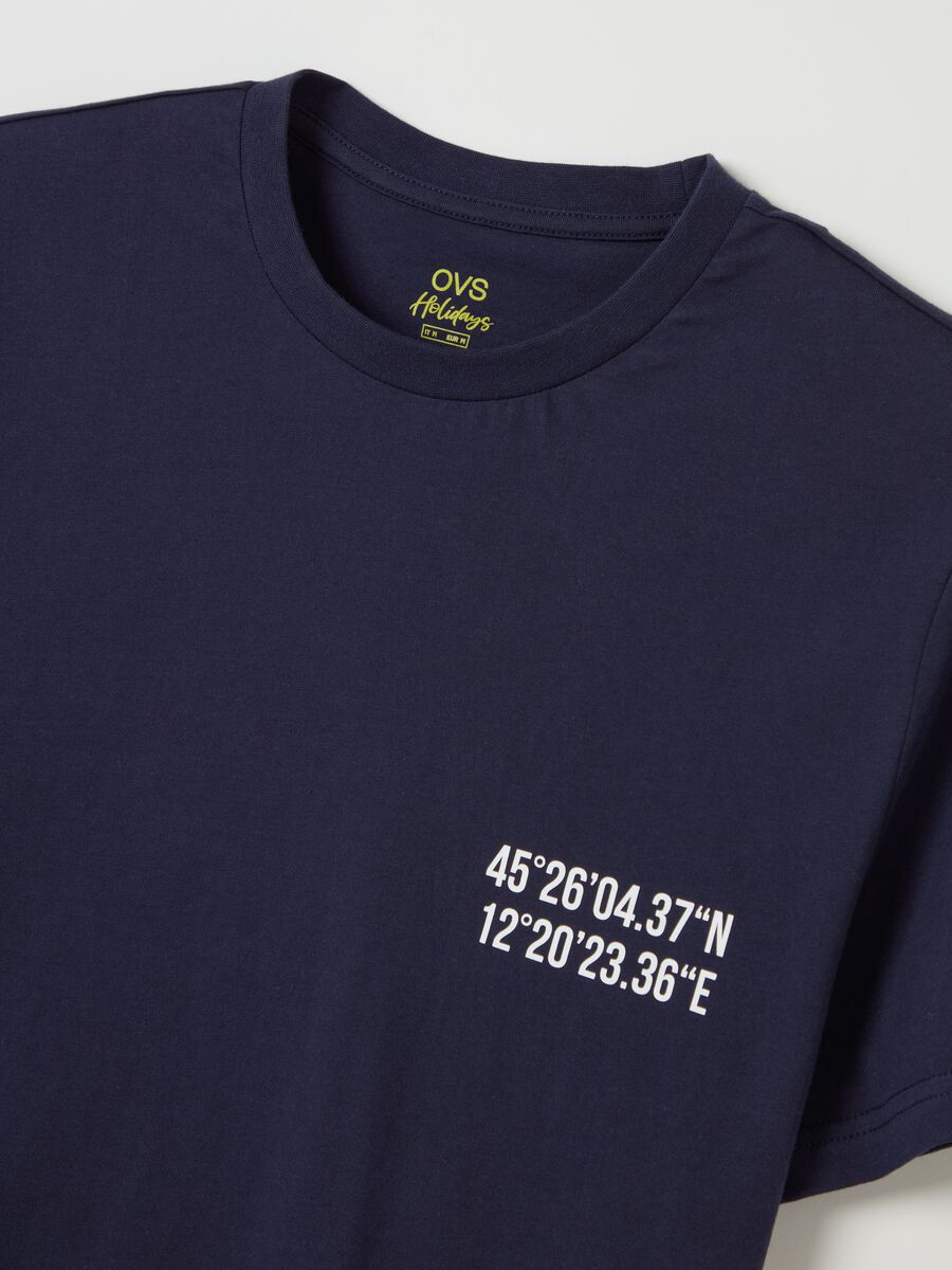 Cotton T-shirt with Basilica di San Marco coordinates print_5