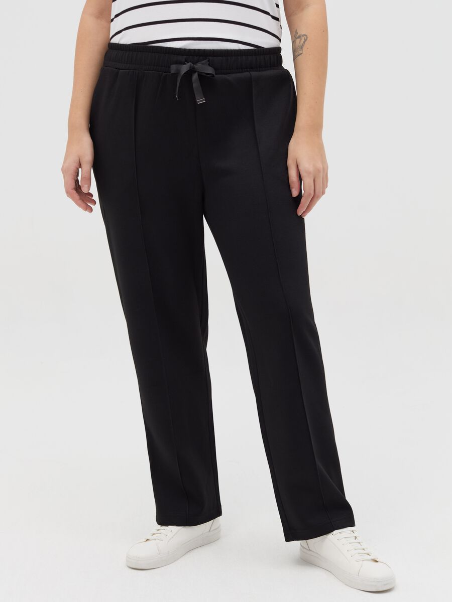 Curvy plush joggers with embossed seams_1